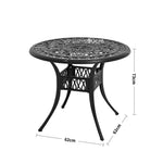 Vintage Round Cast Aluminium Garden Bistro Table,90cm Dia X 73cm H | 90cm | Black