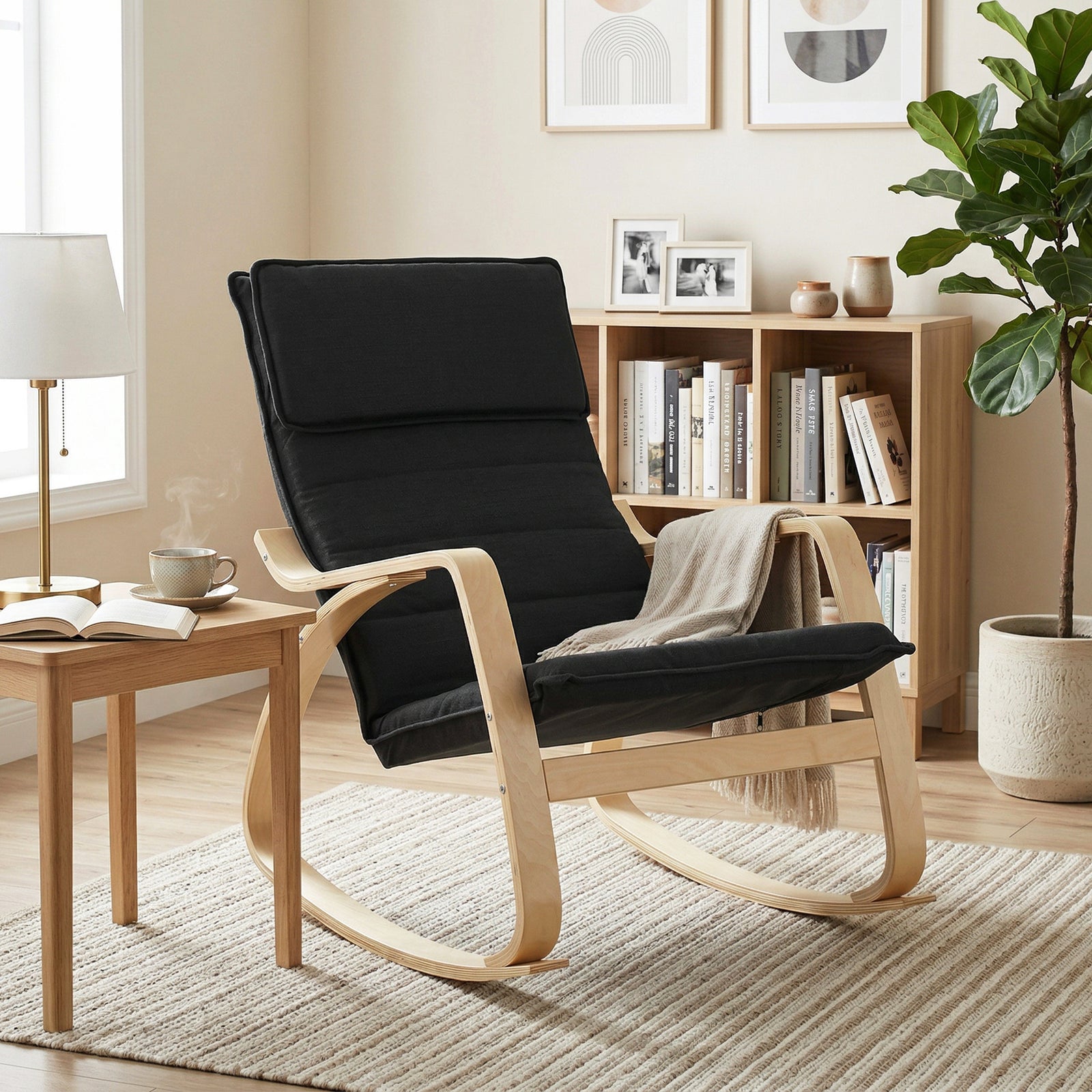 HOMCOM Comfortable Relax Rocking Chair With High Back, Black