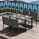 4 Seater Rattan Garden Furniture Set W/ Tempered Glass Top | Dark Gray