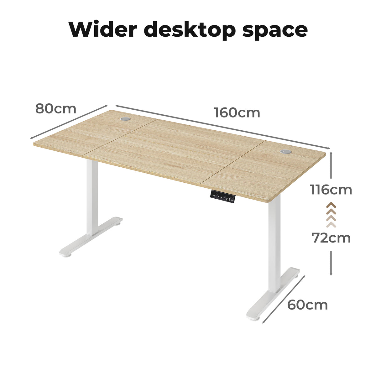 Electric Standing Desk Adjustable Height Metal Frame Natural | Natural