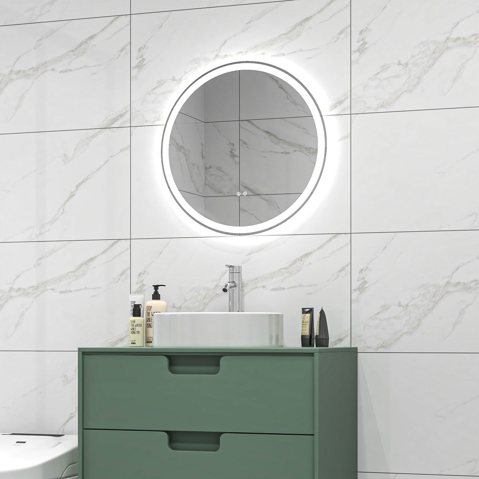60x60/70x70cm Dimmable Bathroom Mirror With 3 Colours Led | Medium | Silver