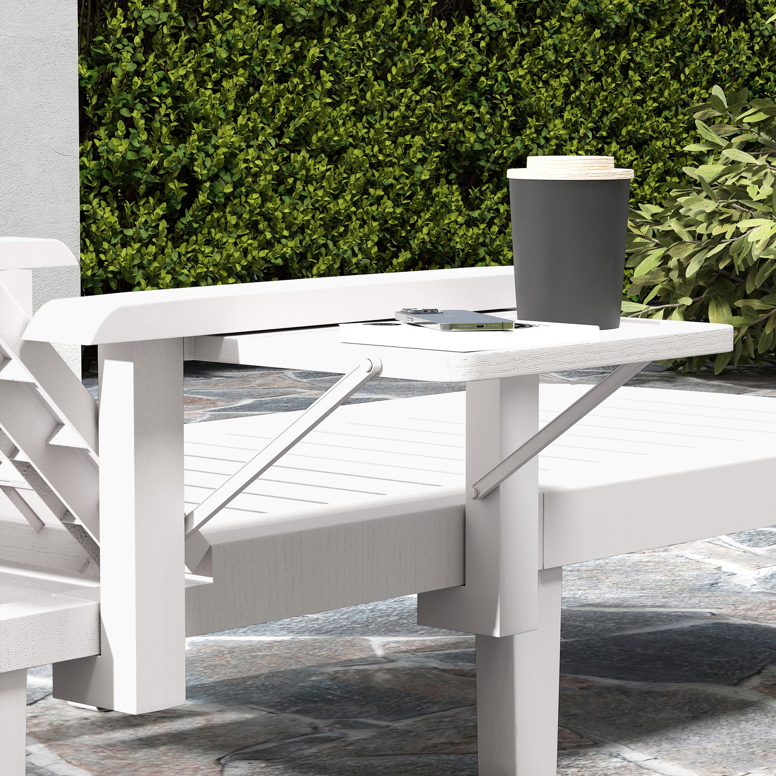 Set Of 2 Resin Reclining Sun Loungers For Garden | White