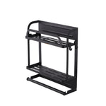 2-tier Magnetic Fridge Organizer With Paper Towel Holder And Removable Hooks