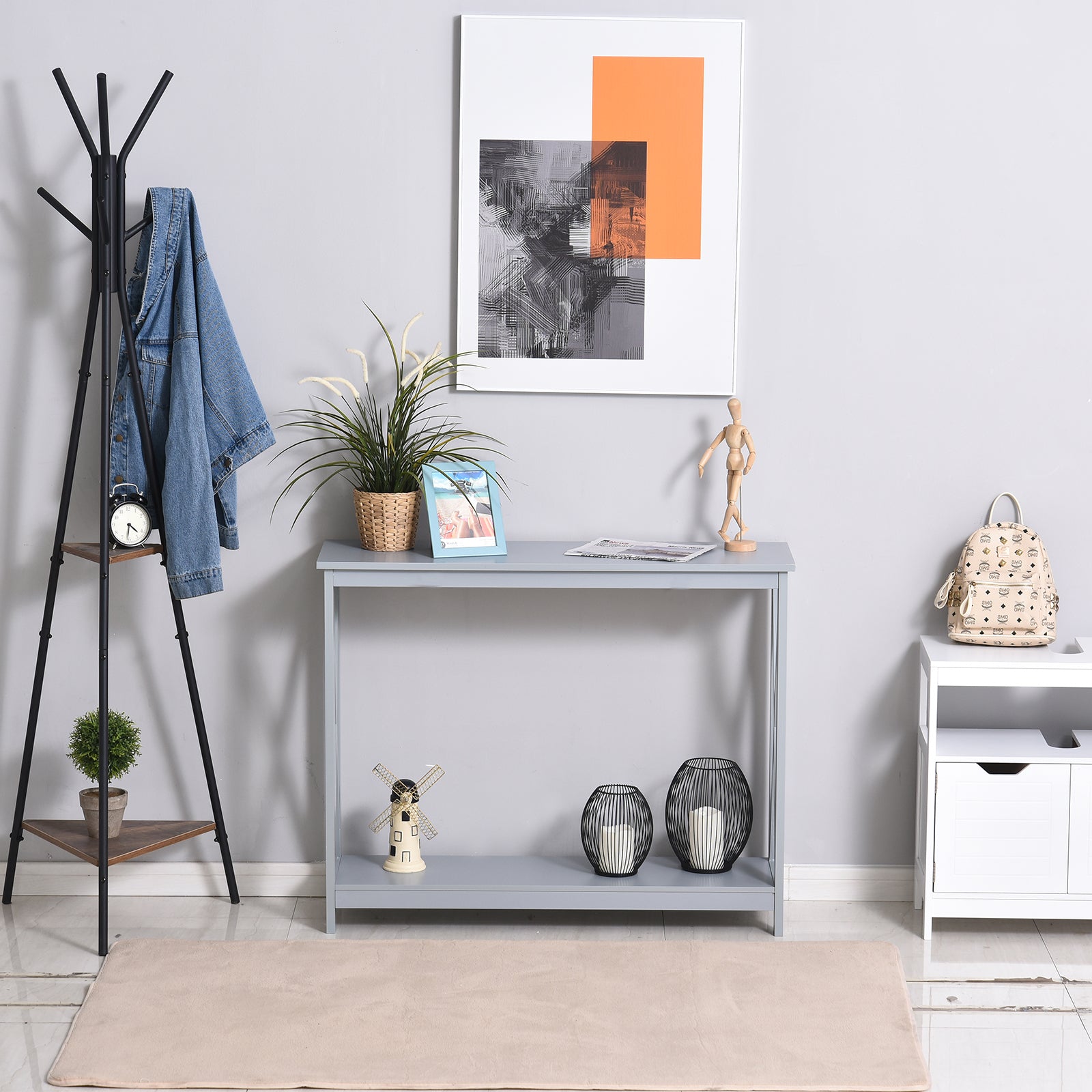 Wooden Console Table Storage Drawer Shelf Display Stand
