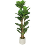 HOMCOM 120cm Artificial Fiddle Leaf Fig Tree With Solid Wood Trunks