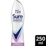 Women Vitality Deodorant Spray With 72h Nonstop Protection 250ml, 3 Pack