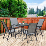 Outdoor Dining Set Steel Frames W/ 4 Chairs Coffee Table | 5 | Gray