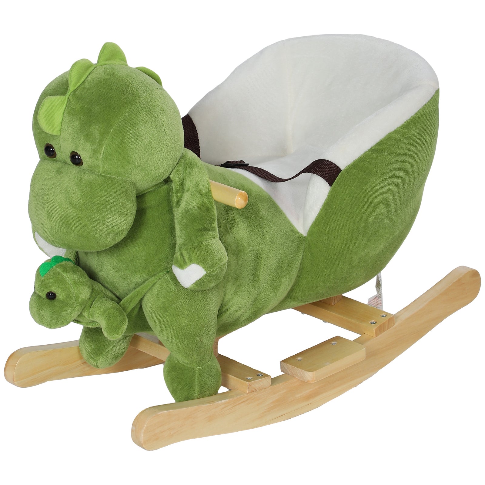 Baby Rocking Horse W/ Safety Belt, 32 Songs, Wood Base, Hand Puppet