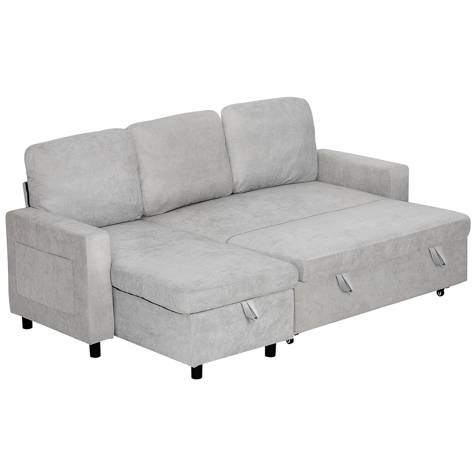Pull Out Sofa Bed L Shape Corner Sofa W/ Reversible Chaise | Dove Gray