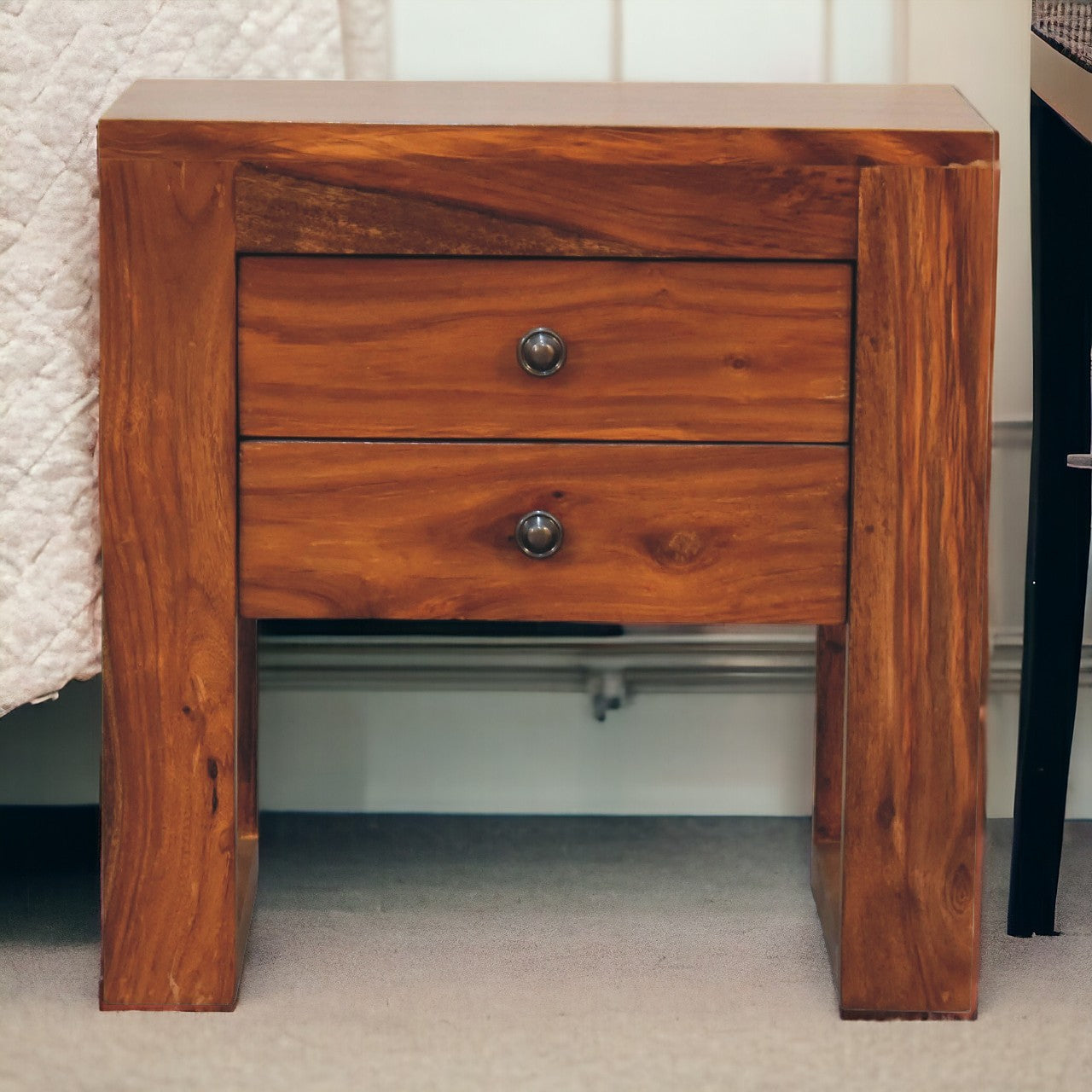 Solid Wood U-square Honey Bedside
