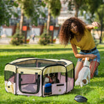 Fabric Pet Dog Cat Puppy Playpen Rabbit Guinea Pig Play Pen In Pink Small