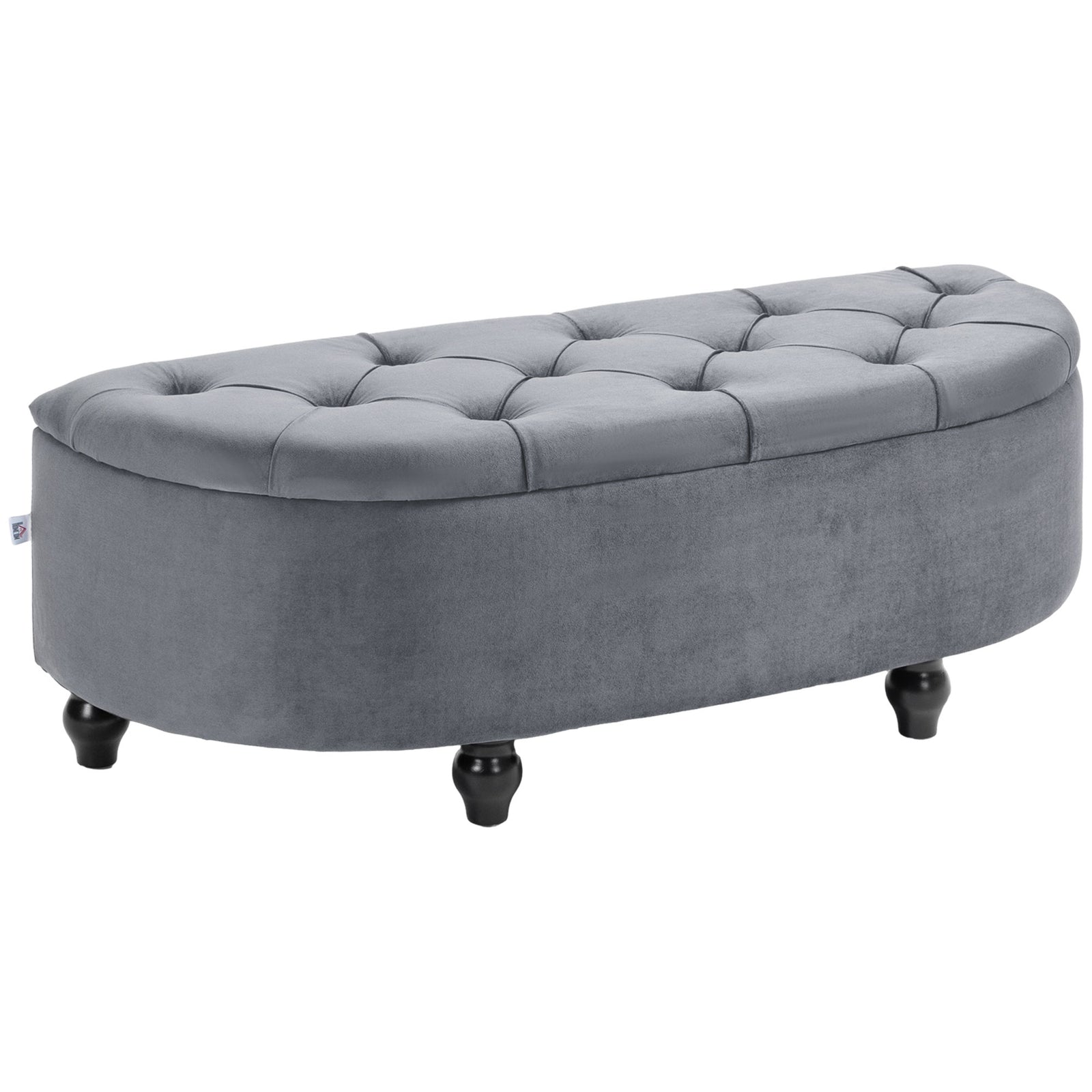 Semi-circle Bed End Bench Ottoman With Storage | Dark Gray