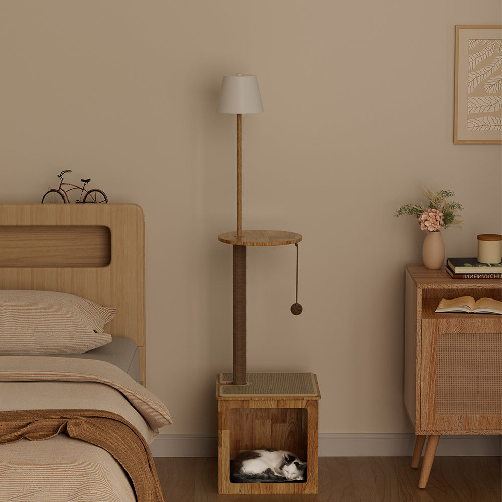 2-in-1 Cat Climbing Frame Floor Lamp