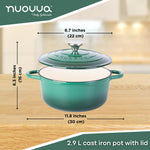 Cast Iron Dutch Oven Casserole Pot With Lid - 22cm (2.9l) | Dark Green