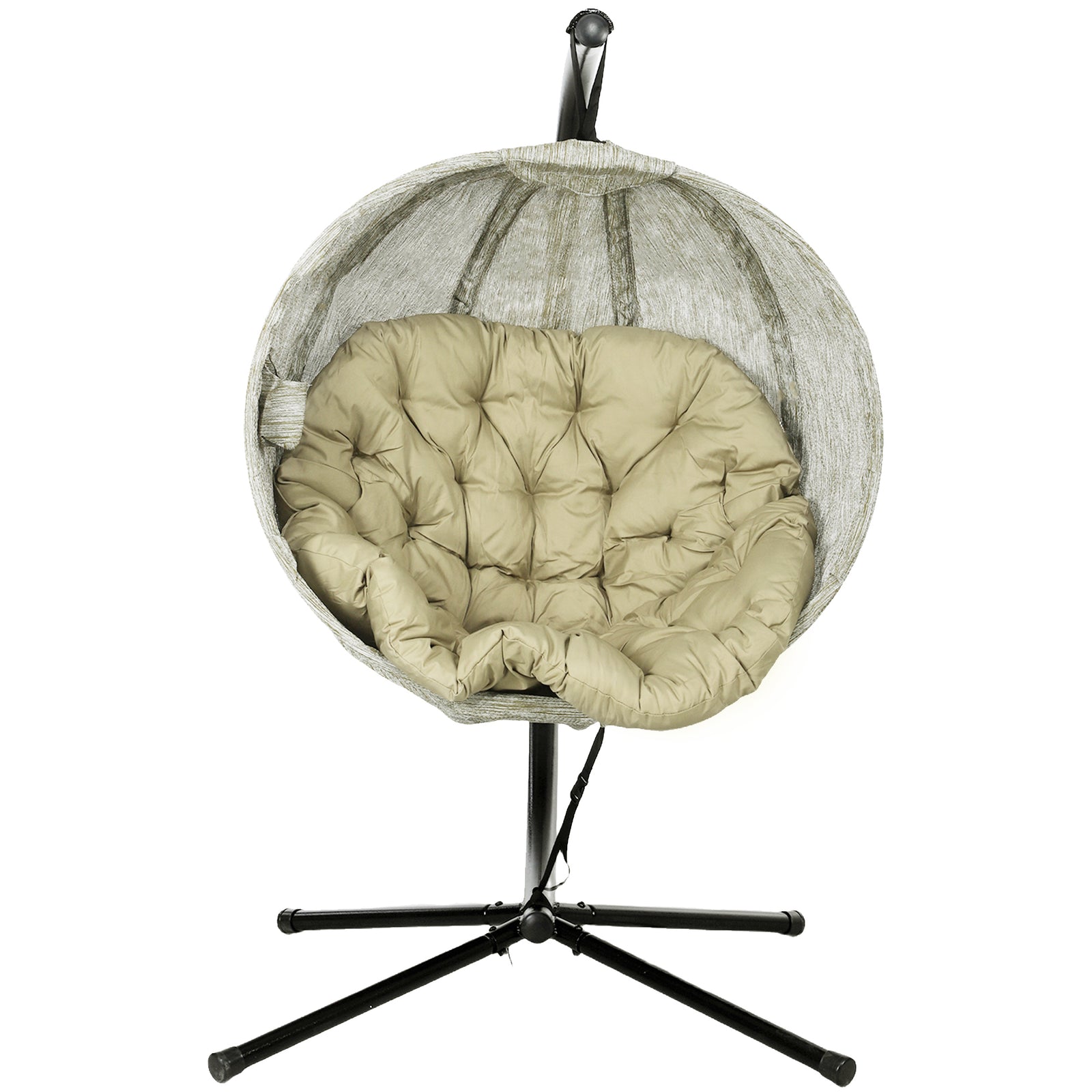 Hanging Egg Chair Outdoor Indoor Swing Chair, Folding Basket | Khaki