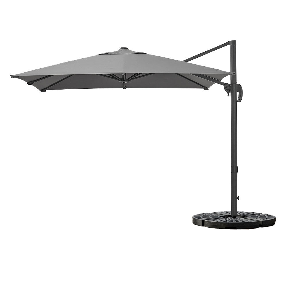 Outdoor Garden 2.5m Cantilever Parasol With Base | One Size | Dark Gray