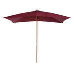 Wooden Garden Parasol Sun Shade Outdoor Umbrella Canopy | Red