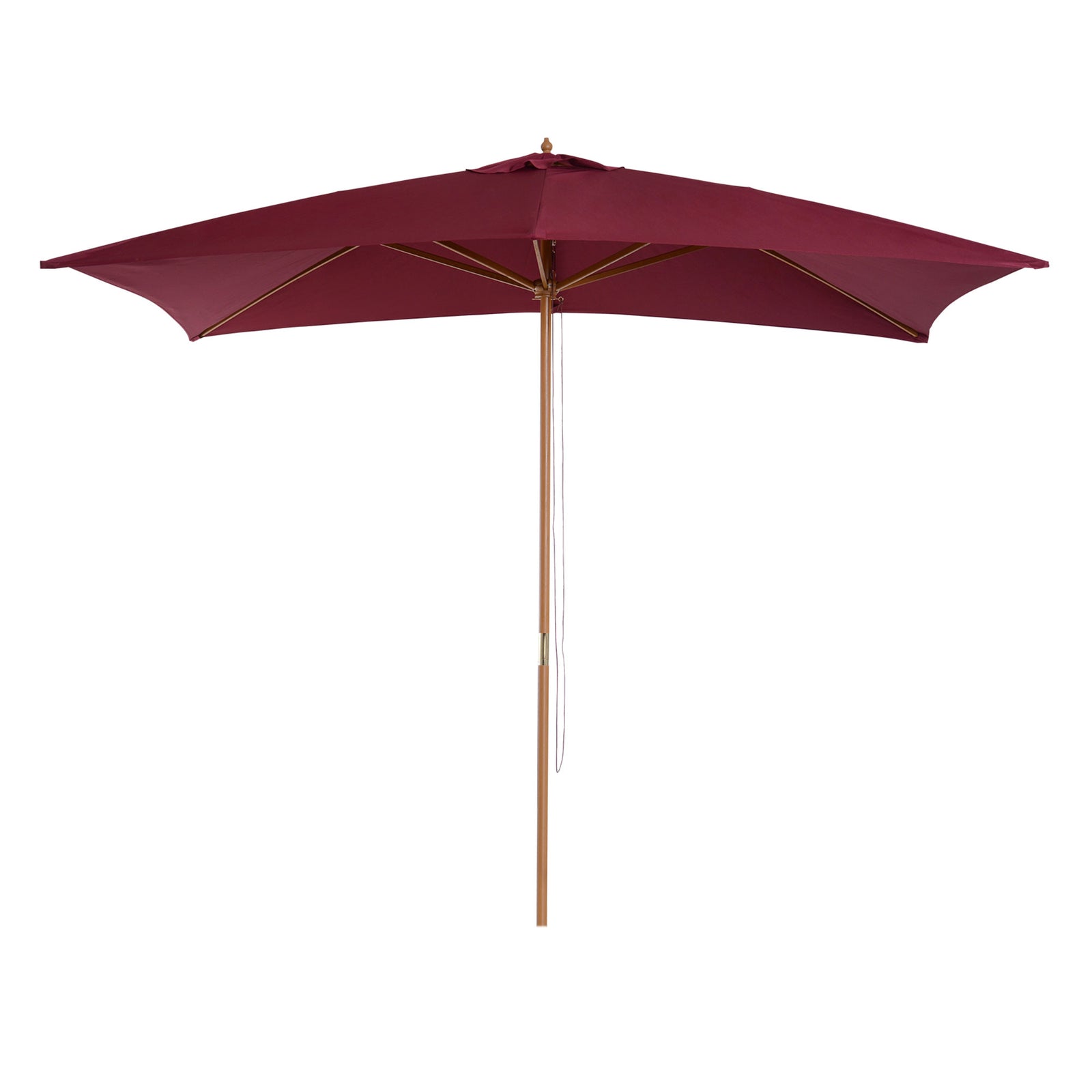 Wooden Garden Parasol Sun Shade Outdoor Umbrella Canopy | Red