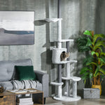 255cm Floor To Ceiling Cat Tree With Scratching Posts, Hammock, House