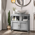 Bathroom Pedestal Under Sink Cabinet With Door | One Size | Gray