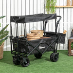 Trolley Cart Storage Wagon With Handle, Canopy Black | Black