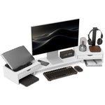 Dual Monitor Stand Riser With Adjustable Length And Angle | One Size | White