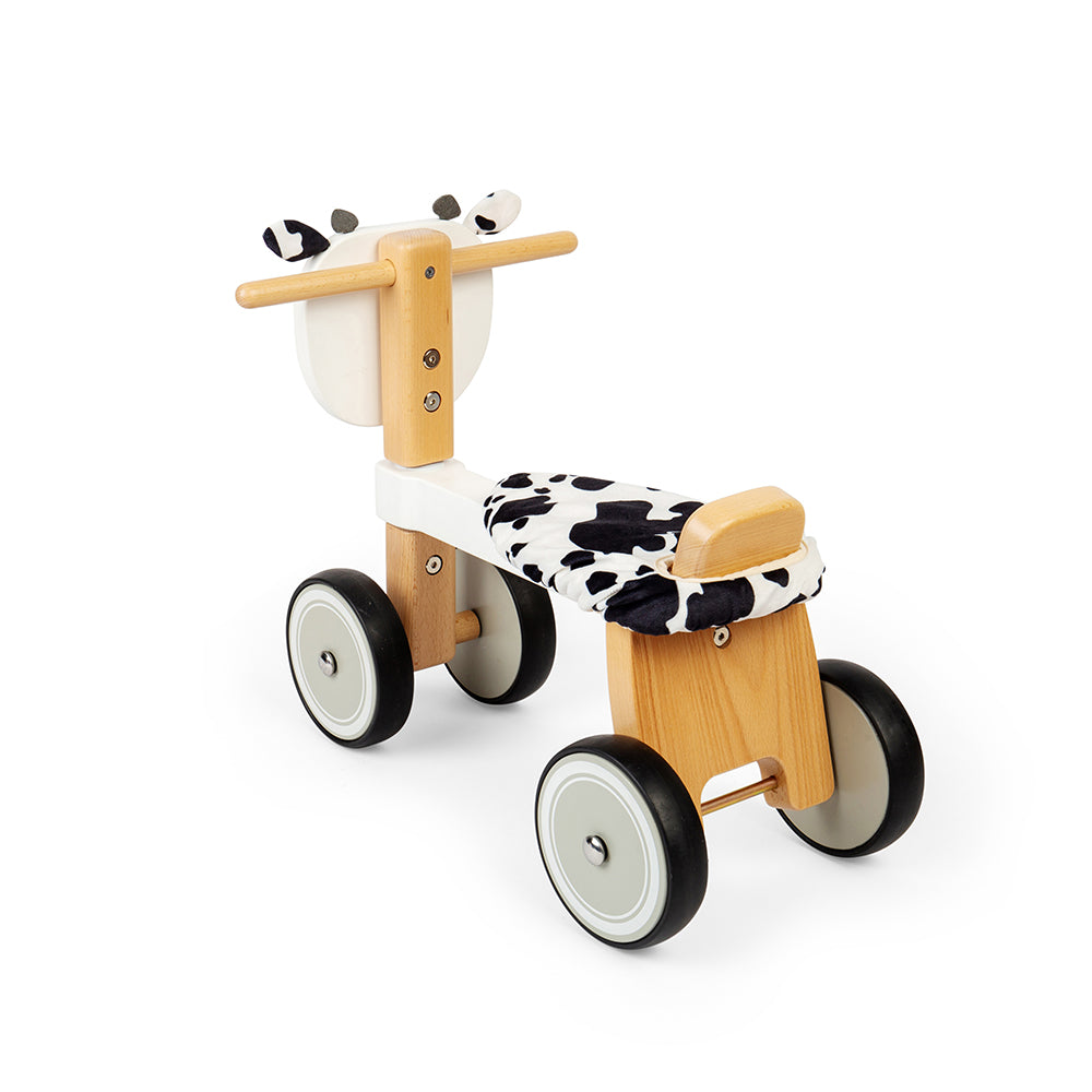 Wooden Ride On Cow, Sturdy Handlebars And Fluffy Seat