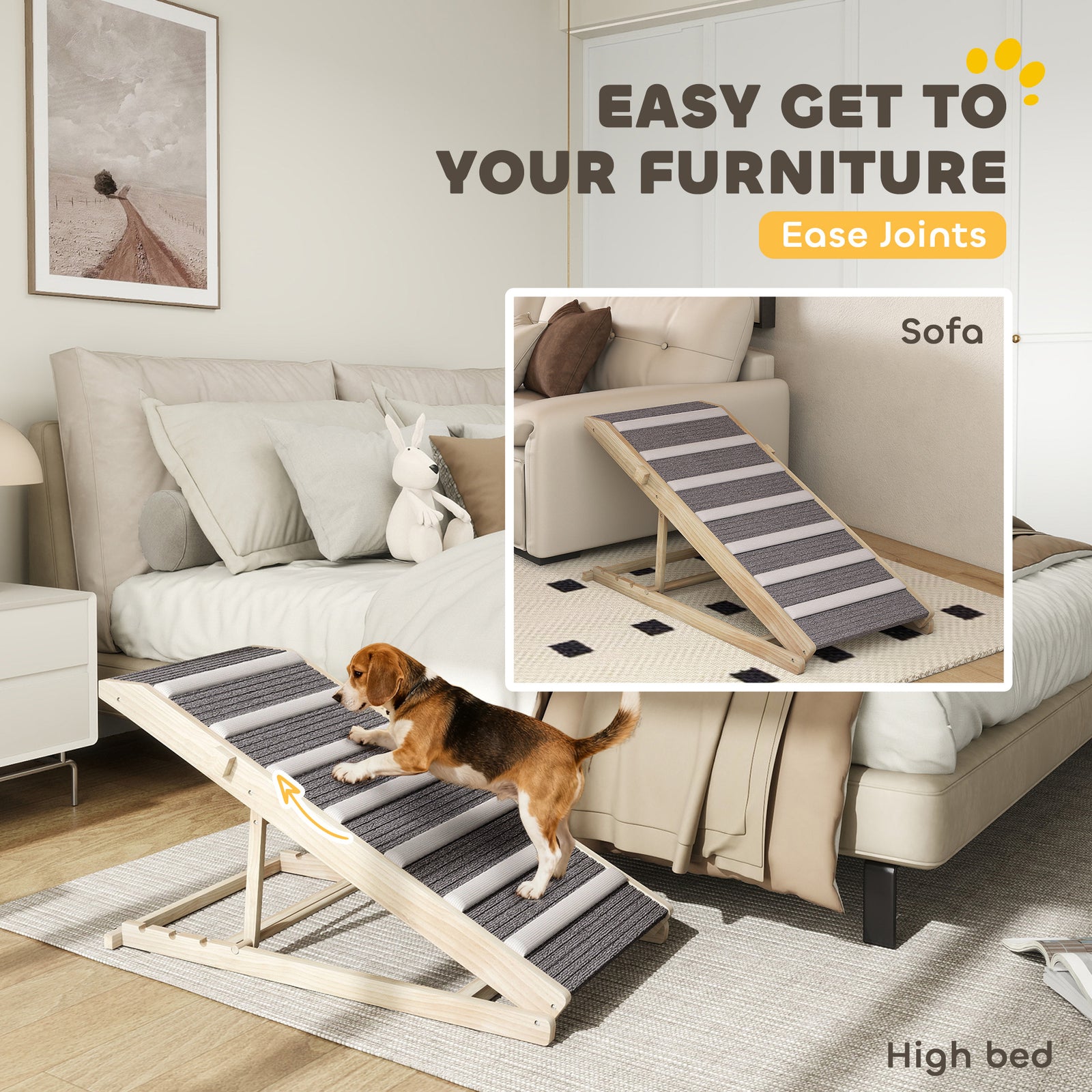 Dog Ramp For Couch, 4 Adjustable Height Dog Climbing Ladder For Bed