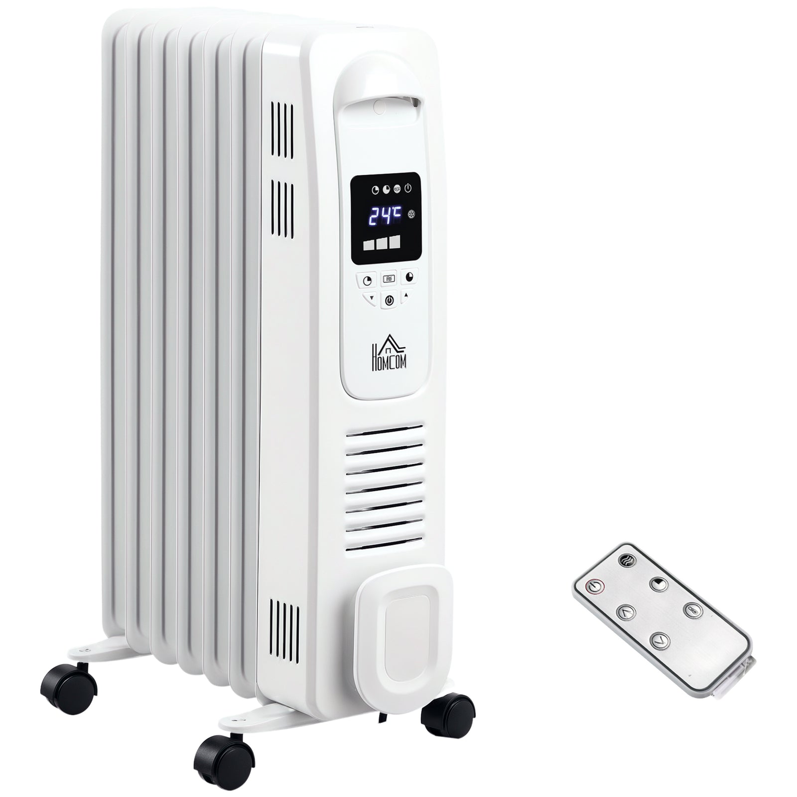 Oil Filled Radiator Space Heater With Heat Settings Remote | One Size | Black