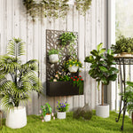 Metal Garden Bed With Trellis, Two Trees Cut-out Screen