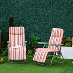 Set Of 2 Adjustable Sun Lounger Recliner Reclining Seat | Orange