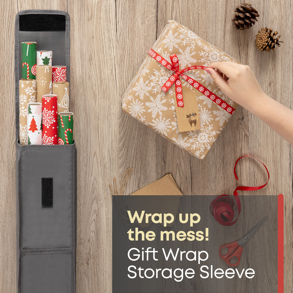 Wrapping Paper Storage Bags Set Of 2 With Pockets And Handles