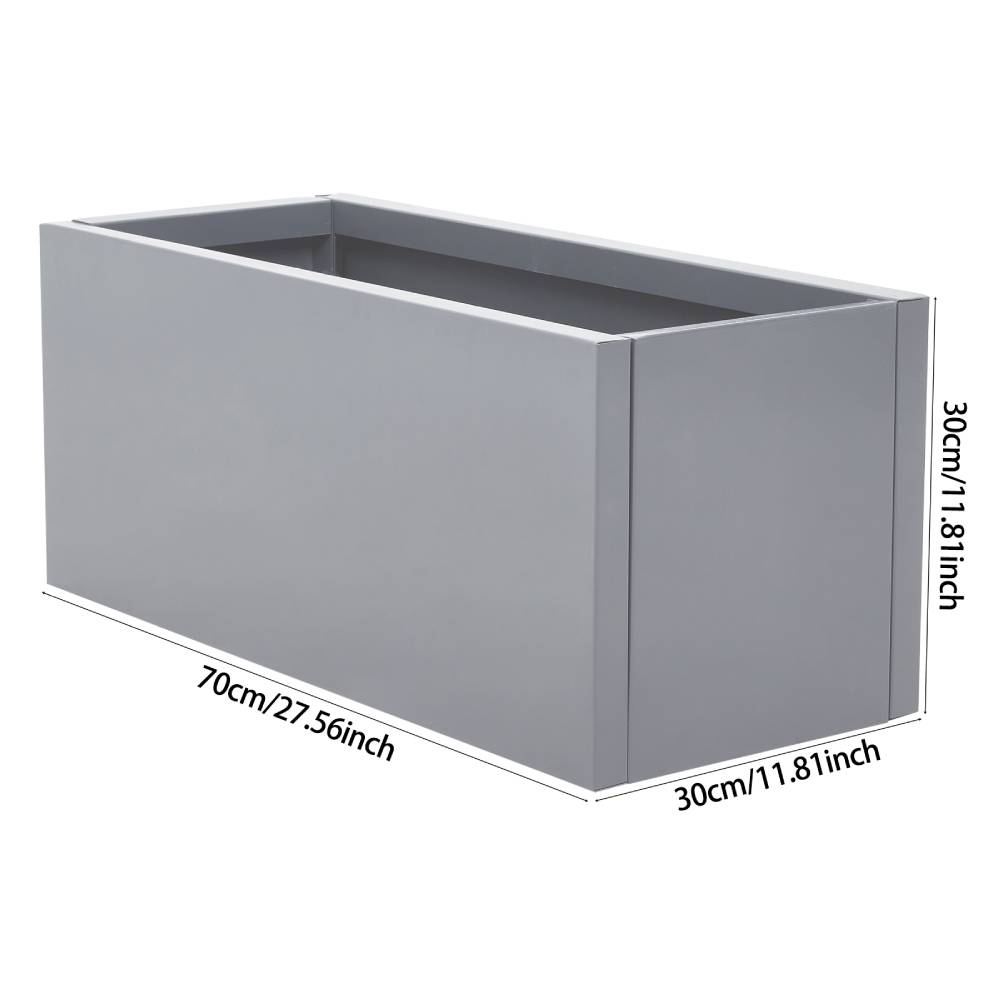 Zinc Galvanized Steel Planter Box With Drainage Hole –rectangle Raised Planter Box Outdoor Balcony Garden Trough Pot | Large | Light Grey