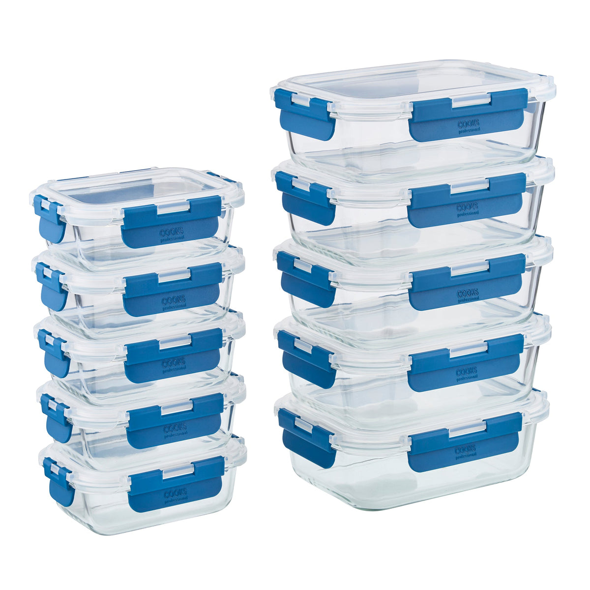 Set Of 10 Glass Oven Safe Food Storage Containers With Plastic Lids