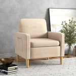 Modern Armchair Upholstered Accent Chair Home Office | Single | Beige