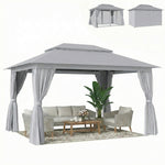 3 X 4 M Outdoor Garden Gazebo With Upf50+ Double roof | Dark Grey