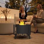 58cm Portable Fire Pit W/ Grill, Black