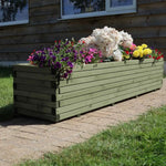 Pine Wooden Trough Planter With Feet | 180cm x 42cm x 38cm | Green