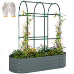 4 X 2 X 4.6ft Galvanised Raised Garden Bed With Trellis | Dark Grey