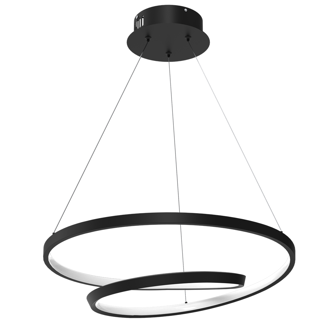 Lucero Designer Led Pendant Lamp Black 48w 50cm Monochromatic Swirl