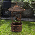 Wood Wishing Well Fountain With Pump, Garden Ornament
