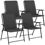 Folding Garden Chairs, Outdoor Chairs Set | Set of 4 | Black