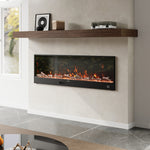 Modern Electric Fireplace – 12 Flame Colors, 6 Brightness Levels, Smart App & Remote Control, High-carbon Steel Housing | Large | Black