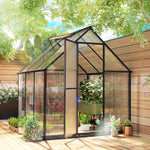 Polycarbonate Greenhouse Garden Green House With Rain Gutter, Black