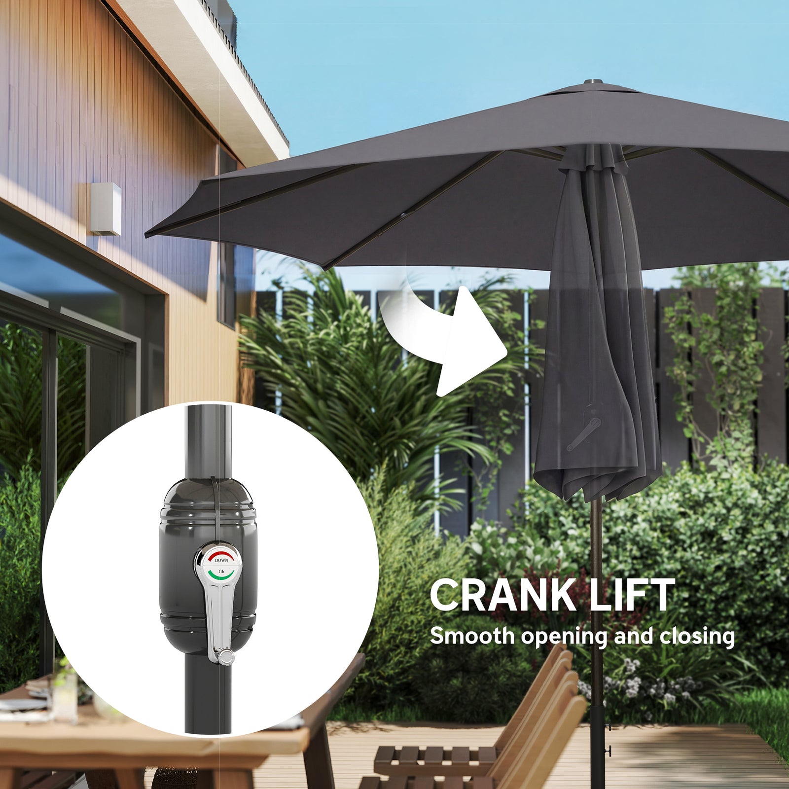 2.7 M Garden Parasol Umbrella With Cross Base, Sandbag | Black