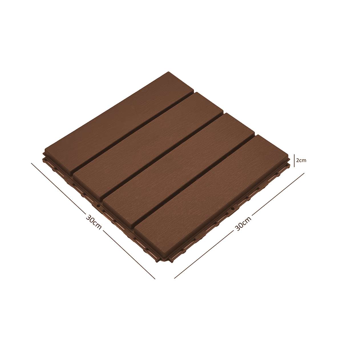 Polydeck Pvc Interlocking Decking Tiles - Brown | Set of 36 | Brown