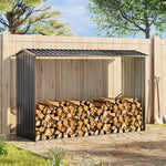 2.4m W Outdoor Garden Steel Log Storage Shed | Anthracite
