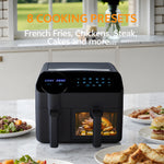 Dual-basket Smart Air Fryer With Viewing Glass, 3.5l + 6l Capacity,led Touchscreen, 8 Preset Cooking Modes, Easy To Clean, Non-stick, Overheat Protection