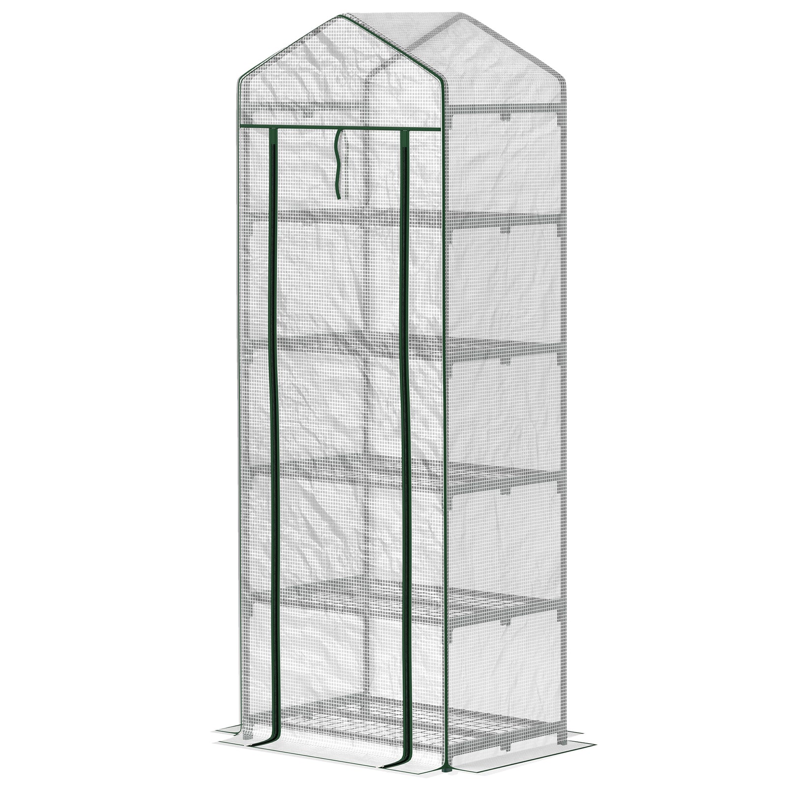 5 Tier Mini Greenhouse Grow House W/ Roll Up Door | White