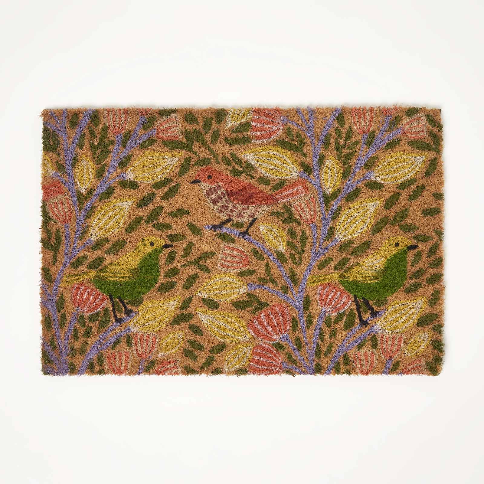 HOMESCAPES Song Bird Coir Doormat, 40 X 60cm